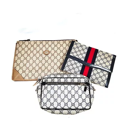 Gucci Clutch Bag Vintage Gucci  3 Set   PVC Canvas Navys PVC 3351409 • $5.50