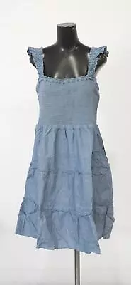 J. Crew Women's Chambray Smocked Mini Dress AH4 Vista Blue Wash Size XL NWT • $29.24