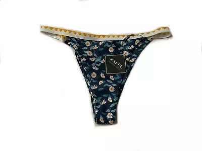 $12.84 • Buy ZAFUL High Leg Waist Bikini Bottom Women 8 Teal Daisy Crochet Swimwear Brief