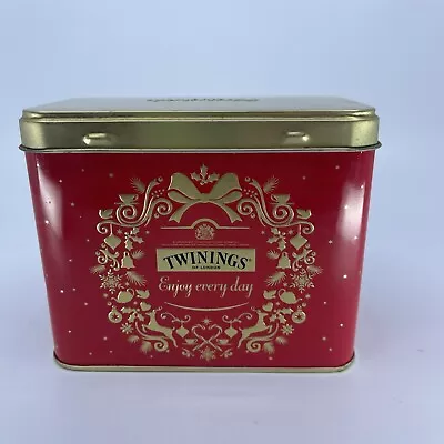 Twinings 2006 Tea Christmas Wreath Red & Gold Collectable Tea Tin (Empty) • $24