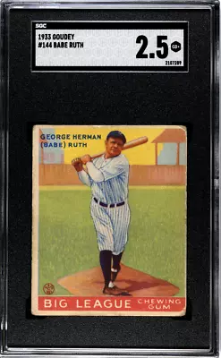 1933 Goudey Babe Ruth #144 SGC 2.5 • $15799