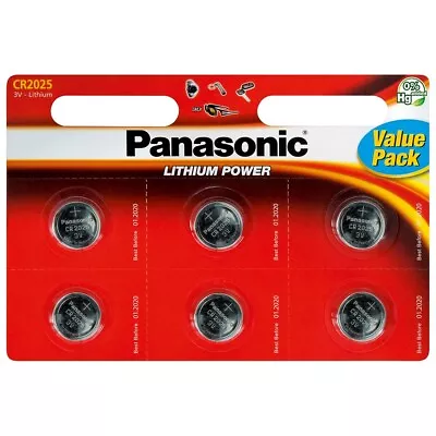 Panasonic CR2025 DL2025 BR2025 3V Lithium Coin Cell Batteries X 6 *Long Expiry* • £4.15