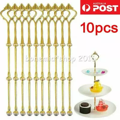 10x 3Tier Cake Cupcake Plate Gold Stand Rack Fittings Handle Rod Wedding Party • $18.95