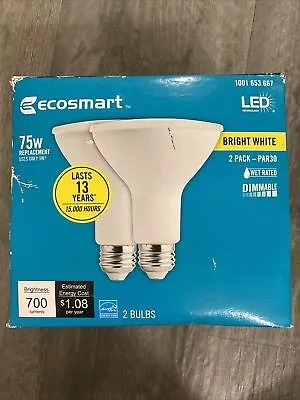 2-pak 75w LED PAR30S Bright White EcoSmart Floods Dimmable Energy Star Warranty • $15