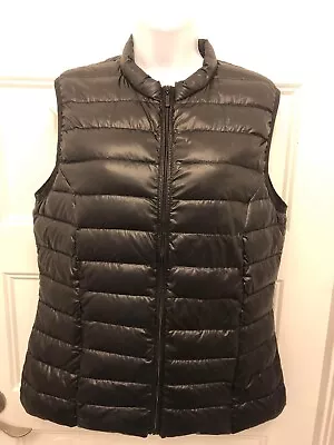 H&M Full Zip Up Black Quilted Puffer Vest W/Down Lining Women's Size Medium Sz M • $19.01