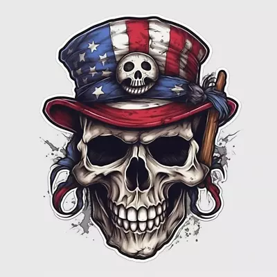 Skeleton Skull USA Flag Sticker Cup Laptop Car Vehicle Window Bumper Vinyl Decal • $2.99