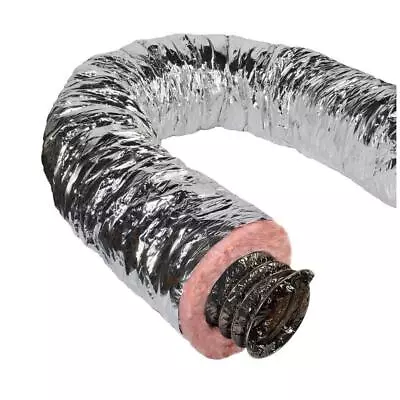 4 In. X 25 Ft. Insulated Flexible Duct R8 Silver Jacket • $88.69