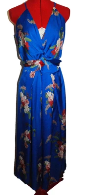 $60 • Buy SHEIKE - Classy Blue Floral Satin Jumpsuit - Au 10 ~ Excellent  Condition