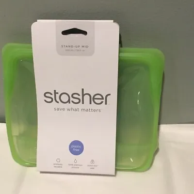 $12.99 • Buy Stasher Food Grade Reusable Stand-Up Size Bag 56oz Rainbow 🌈 Green