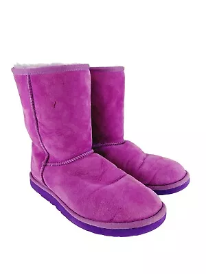 UGG 5825 Classic Short Purple Shearling Suede Boots Womens 9 • $30.22
