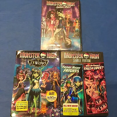 Monster High Lot Of 3 DVD Movies 13 Wishes Double Feature Ghouls  - Universal • $24.99