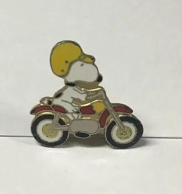 Vintage AVIVA SNOOPY MOTORCYCLE Pin United Feature Brand Clip Peanuts Rare Used • $20