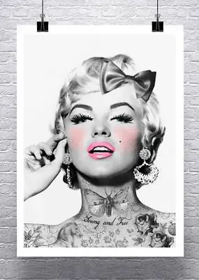 Tattooed Marilyn Monroe Celebrity Fine Art Rolled Canvas Giclee Print 24x32 In • $57.72