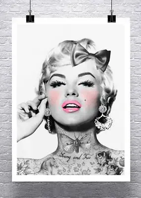 Tattooed Marilyn Monroe Celebrity Fine Art Rolled Paper Giclee Print 24x32 In • $55.03