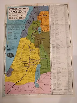 Pilgrim's Map Of The Holy Land For Biblical Research Journeys And Deeds Of Jesus • $25