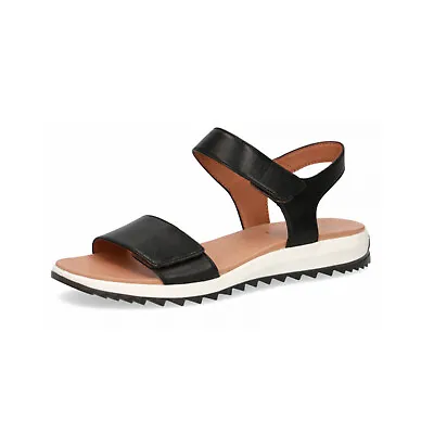 CAPRICE Women Open Toe Flat Sandal Soft & Comfortable Size 6.5 - Black Nappa • £70.99