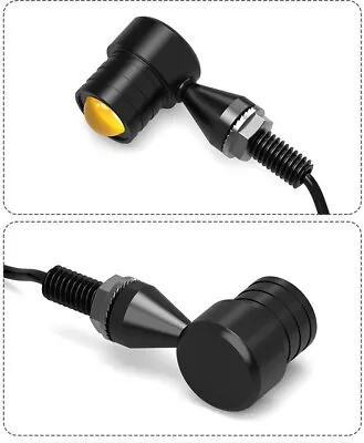 1Pair Motocycle Mini LED Turn Signal Light Indicators 12V CNC 8mm Amber Black • $15.46