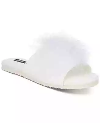 INC International Concepts Marabou Slide Slippers Women's Size 11/12 White NEW • $19.97