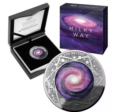 2021 $5 The Earth And Beyond Milky Way Coloured 1oz Silver Proof Domed Coin • $280
