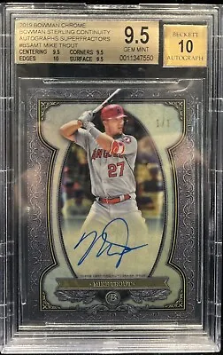 Mike Trout 2019 Bowman Chrome Sterling Continuity Auto Superfractors BGS 9.5 • $2999.99