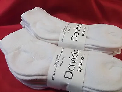 Mens Socks Ankle/quarter 100% Cotton Made In Italy 6 Pairs Davido White 9-11 • $18.50