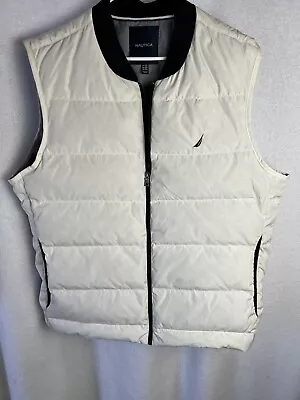 Nautica Down Vest White Mens XXL / 2XL Puffer Packable Full Zip Excellent! • $23.99