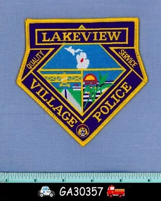 LAKEVIEW MICHIGAN Police Shoulder Patch OLD BI-PLANE AIRPLANE NWR WETLANDS DNR • $4.99