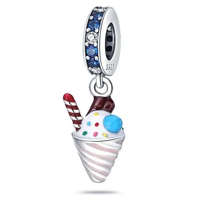 Ice Cream Cone Flake Charm Bead 925 Sterling Silver • £14.95