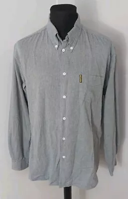 Mens Armani Jeans Grey 100% Cotton Long Sleeve Shirt MEDIUM • £19.99