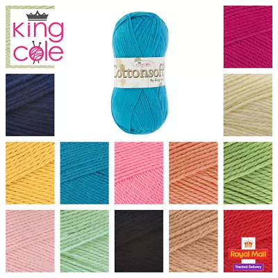 King Cole Cottonsoft DK 100% Cotton Knitting & Crochet Yarn • £3.99