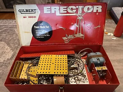 Gilbert Erector #10041 Model Set Metal Case Vintage Building Set 1950 Motorized • $25