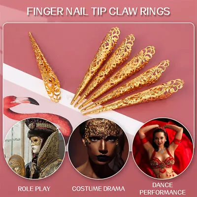  10 Pcs Fake Nail Covers Ancient Queen Fingernail Rings Man Miss Halloween • $15.21