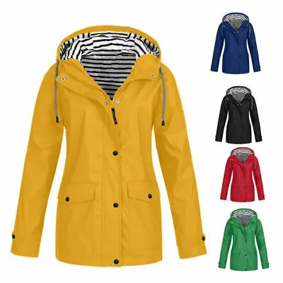 Women Waterproof Jacket Ladies Wind Raincoat Hooded Rain Forest Coat Ski Outdoor • $33.85