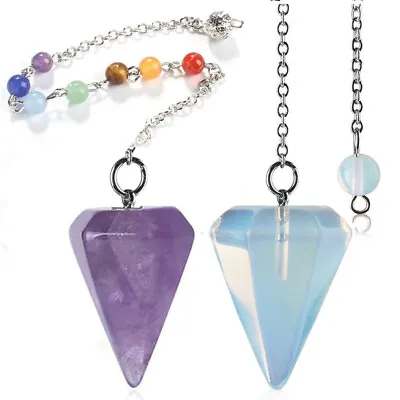 Flower Of Life Dowsing Pendulum For Divination Cone Natural Crystal PenYZ • $1.46