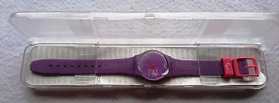 London 2012 Olympic Paralympic Gamesmaker Swatch Watch Purple In Box New Battery • £35