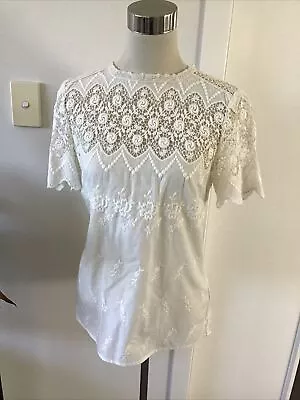 J Crew Womens Cotton Cutwork Lace Embroidered Top Blouse Size 2-4 • $160