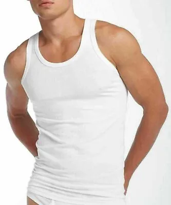 Men's Vests Sleeveless Plain Summer Tank Top Gym 100% Cotton 3 6 & 12 Packs • £7.79