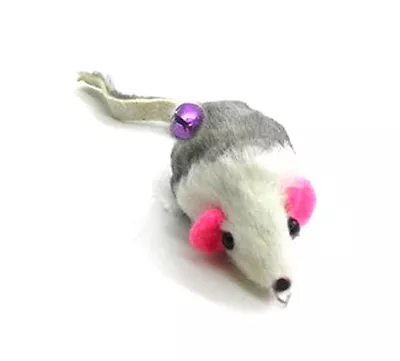 Rabbit Fur Gray And White Mouse Teaser Wand Cat Toy Refill • $7.99