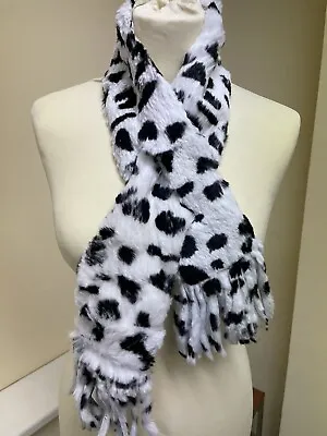 Codello White Dalmatian Rabbit Fur Scarf Collar New • $16