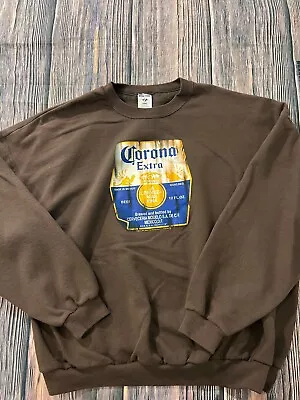 Vintage 2XL XXL Corona Extra Sweatshirt Brown Beer Light  • $13.99