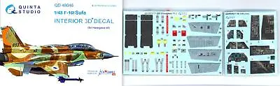 Quinta Studios 1/48 F-16I SUFA DECAL COLORED INTERIOR SET Hasegawa • $23.99