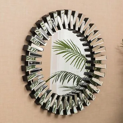 Modern Glam Circular Sunburst Wall Mirror • $64.72