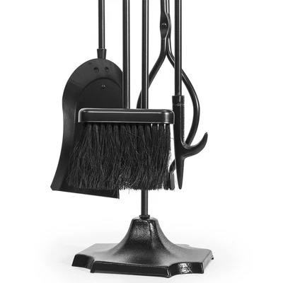 $55.95 • Buy 5-Piece Fireplace Tool Set Accessories With Poker, Shovel, Brush, Tong Black