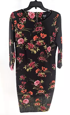 Eci New York Women's Size 8 Floral Long Sleeve Knee Length Sheath Dress  • $19.99