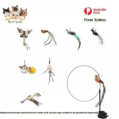 Cat Play Toy Simulation Birds Teaser Wand Interactive Stick With Suction Cup AU • $5.85