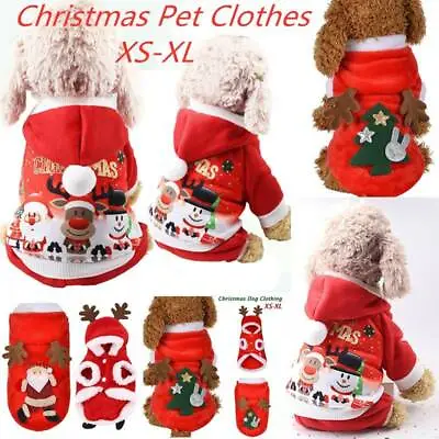 £6.19 • Buy Pet Cat Dog Santa Costume Coat Christmas Outfit Clothes Jumper Xmas Party Wear