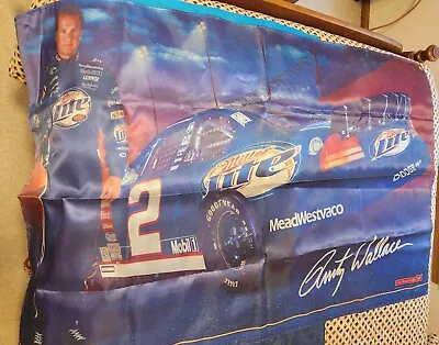 NASCAR Rusty Wallace Banner Mancave Miller Lite Penske Racing 2003 57x34 • $13