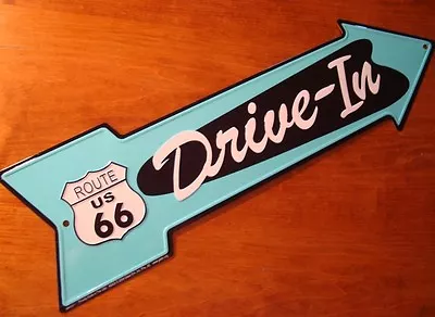 DRIVE-IN ARROW ROUTE 66 ROAD STREET SIGN Vintage Style Diner Drive In Decor NEW • $12.95