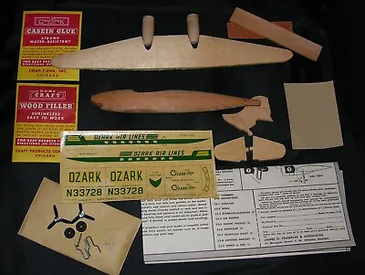 Vintage StromBecker Ozark Airlines Douglas DC-3 Wood Model Airplane Kit #C-35 • $90