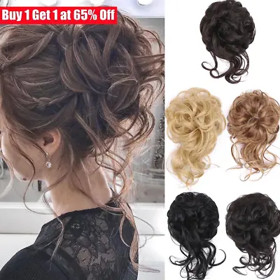 UK Curly Messy Bun Hair Piece Updo Scrunchie Fake Natural Bobble Hair Extensions • £3.85